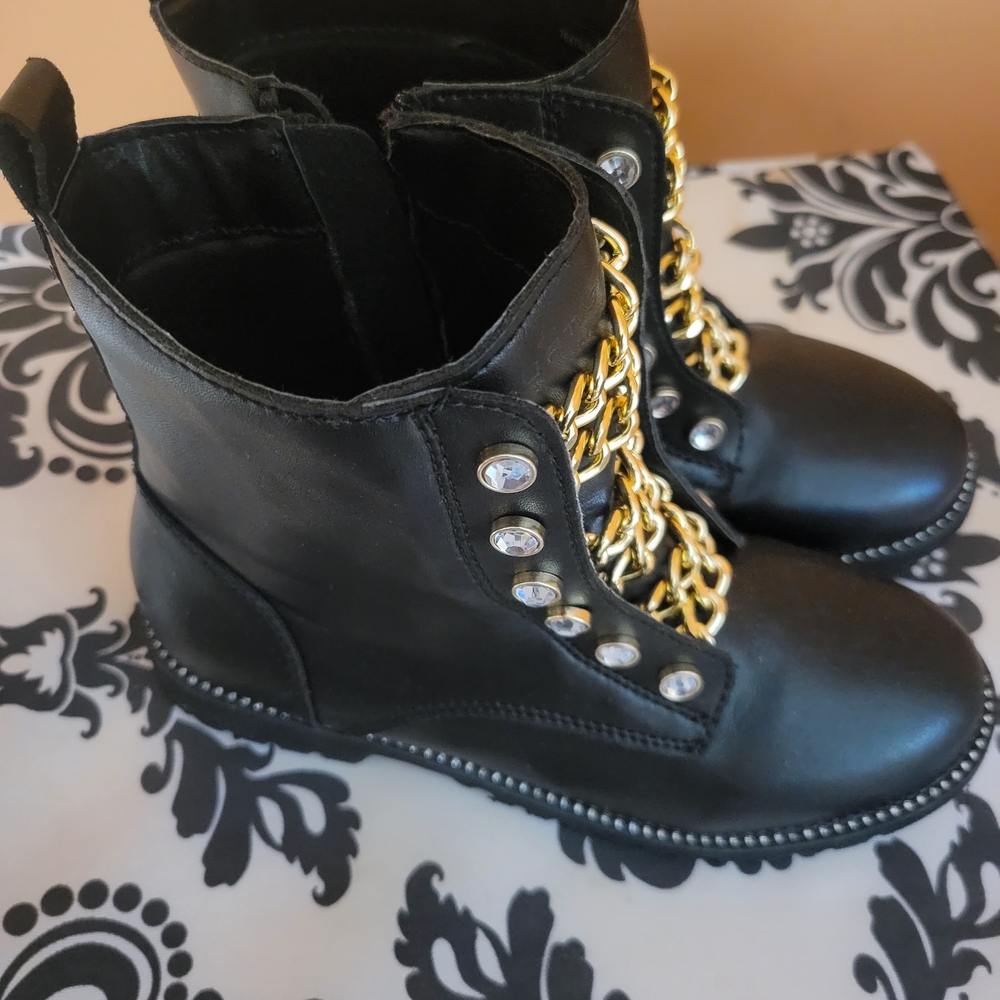 Kurt Geiger Black and Gold Kid's Boots - Picture 3 of 4